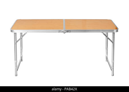 Front view of folding camping table isolated on white Stock Photo