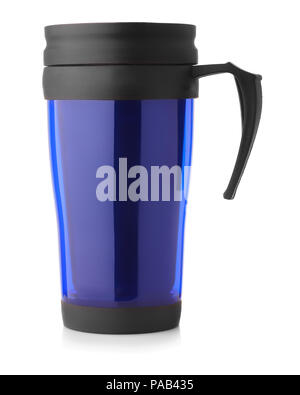 Side view of blue thermo mug isolated on a white Stock Photo