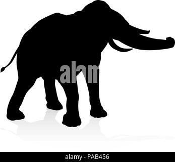 Elephant Safari Animal Silhouette Stock Vector