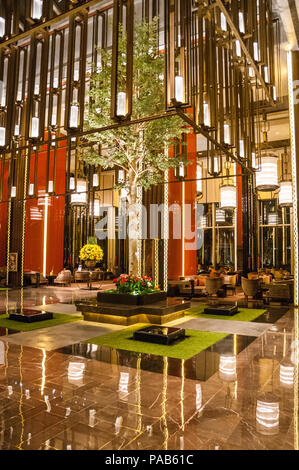 Lobby lounge in the Shangri-la Hotel Qufu, China. Stock Photo