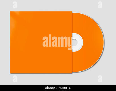 Orange CD - DVD and cover mockup template isolated on grey background Stock Photo