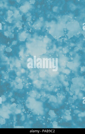 Dotted light blue background of the colorful dots on the blurred lights. Halftone wallpaper. Regular grid of blurred light dots backdrop. Stock Photo