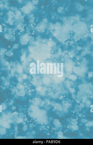 Dotted light blue background of the colorful dots on the blurred lights. Halftone wallpaper. Regular grid of blurred light dots backdrop. Stock Photo