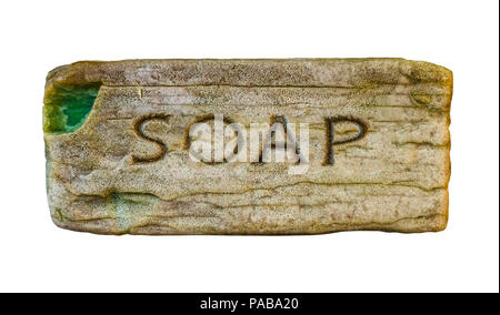 Isolated Vintage Bar Or Cake Of Soap With The Word Soap Embossed Stock Photo