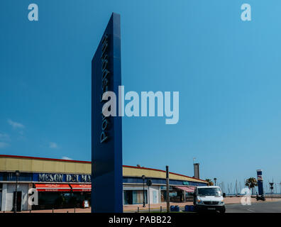 Tarragona, Spain - July 11, 2018: Sign entrance to the Port Esportiu de Tarragona, a popular marina with 400 mooring spaces Stock Photo