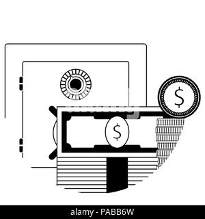 Safe money deposit box line icon. Financ capital in bank linear. Vector illustration Stock Vector