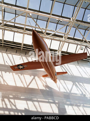 The Bell X-1 was the first airplane to fly faster then the speed of sound.  Built by the US Airforce in October 14, 1947 and caption was Charles E. Ye Stock Photo