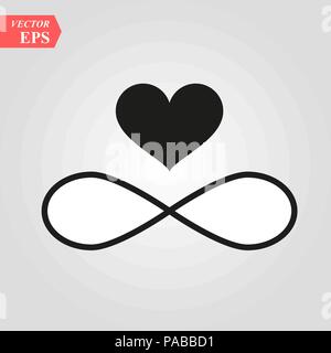Sign of infinity and heart icon. Element of wedding for mobile concept and web apps illustration.Thin line icon for website design and development, ap Stock Vector