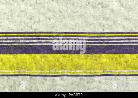 Linen knitwear texture with yellow print stripes Stock Photo