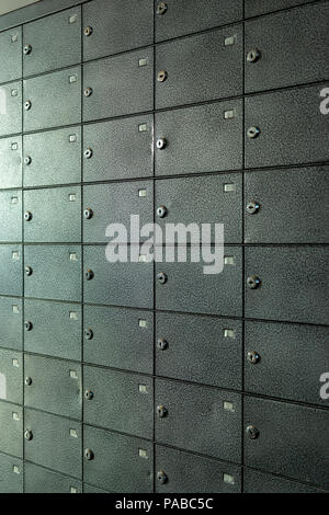 a lot of metal mailboxes with numbers Stock Photo