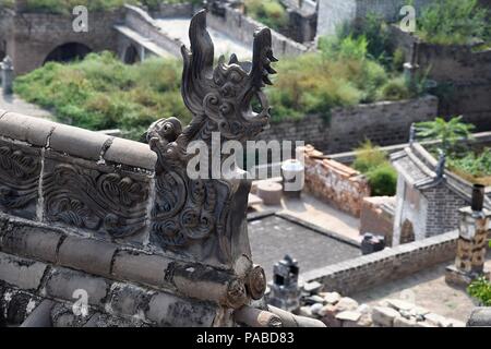 The old village Lijiashan and its cave´s dwellings is located near Yellow river in Shanxi province in China. Stock Photo