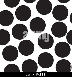 Seamless circles, dots pattern. Seamlessly repeatable polka dot background. Black and white version eps 10 Stock Vector