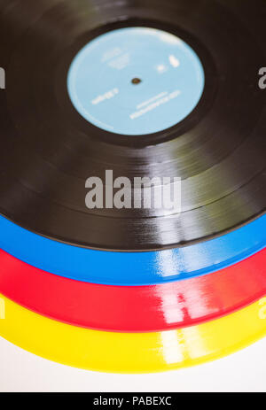 Embargoed to 0001 Monday July 23 General view of 12 inch vinyl records. Music lovers will be asked to nominate and share the album that has most inspired them for the first National Album Day, launched in the year of the 70th anniversary of the first LP. Stock Photo