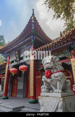 Perspective of Main Doors of a Temple in China Stock Photo