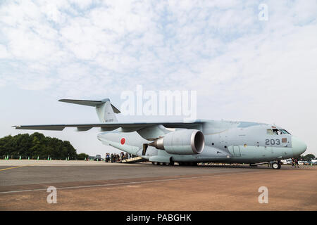 Japanese Air Self-Defence Force Kawasaki C-2 pictured at the 2018 Royal International Air Tattoo at RAF Fairford in Gloucestershire. Stock Photo