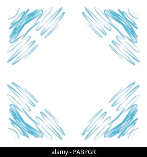 blue watercolor frame border mirror pattern, vector illustration Stock Vector