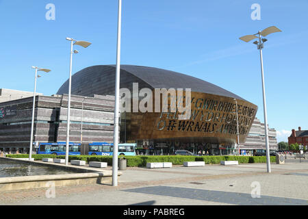 The Wales Millennium Centre located in Cardiff Bay, Wales, United Kingdom. Stock Photo