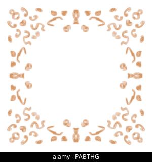 orange watercolor frame border mirror pattern, vector illustration Stock Vector