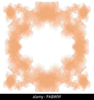 orange watercolor frame border mirror pattern, vector illustration Stock Vector