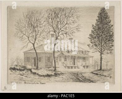 Somerindyck House, Bloomingdale Road (from Scenes of Old New York). Artist: Henry Farrer (American, London 1844-1903 New York). Dimensions: plate: 3 1/16 x 4 3/16 in. (7.8 x 10.7 cm)  sheet: 3 9/16 x 4 5/8 in. (9.1 x 11.8 cm). Date: 1870. Museum: Metropolitan Museum of Art, New York, USA.