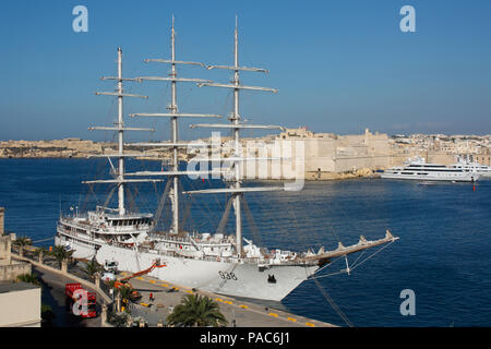 The Algerian National Navy sail training ship El-Mellah in Malta's Grand Harbour Stock Photo