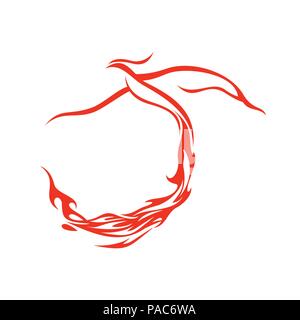Fire Tail Phoenix Flying Vector Symbol Graphic Logo Design Template Stock Vector