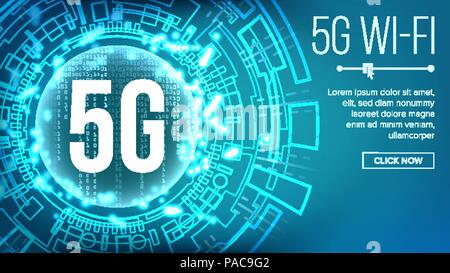 5G Wi-Fi Standard Background Vector. Telecommunication. Wireless Network. Internet Wi-Fi Connection. Future Technology Illustration Stock Vector