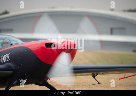 Farnborough, Hampshire, UK. 20 July, 2018. Final day of the biennial Farnborough International Trade Airshow, a transition day as business customers l Stock Photo