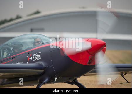 Farnborough, Hampshire, UK. 20 July, 2018. Final day of the biennial Farnborough International Trade Airshow, a transition day as business customers l Stock Photo