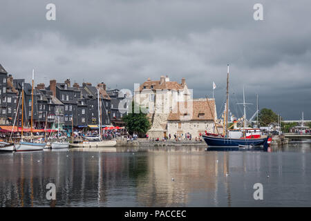 Old port in the famous village of Honfleur in France Stock Photo