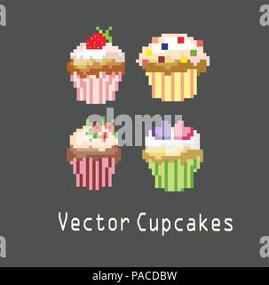 sets of cupcakes for decoration Stock Vector