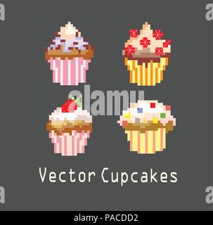 sets of cupcakes for decoration Stock Vector