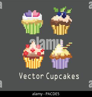sets of cupcakes for decoration Stock Vector