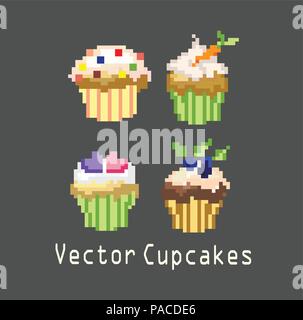 sets of cupcakes for decoration Stock Vector