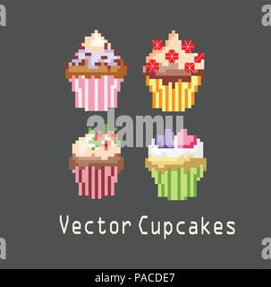 sets of cupcakes for decoration Stock Vector