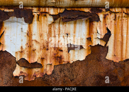 Close up of rusted corroded metal and peeling  paint Stock Photo