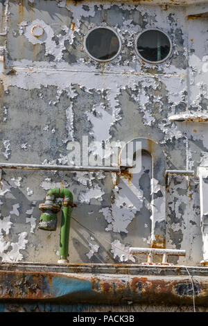 Close up of rusted corroded metal and peeling  paint Stock Photo