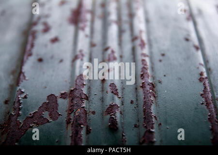 Rusted, galvanized, corrugated iron siding, vintage background Stock Photo