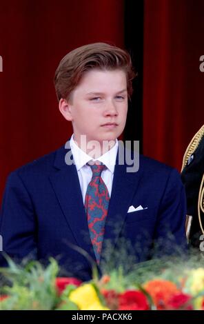 Brussels, Belgium. 21st July, 2018. Prince Gabriel of Belgium at the Paleizenplein in Brussels, on July 21, 2018, to attend the Defile on occasion of the National Day of Belgium Photo : Albert Nieboer/ Netherlands OUT/Point de Vue OUT | Credit: dpa/Alamy Live News Stock Photo