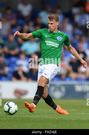 London, UK. 21st July, 2018: Brighton & Hove Albion's Solly March in action during the Pre-Season Friendly against AFC Wimbledon at the Cherry Red Records Stadium, London, UK. Credit:Ashley Western/Alamy Live News
