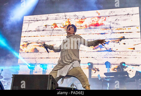 Cheshire, UK. 21st July, 2018. Electronic pioneer GARY NUMAN performing at the Bluedot Science and Music Festival Jodrell Bank, Cheshire, UK. 21st July, 2018. Credit: Andy Von Pip/ZUMA Wire/Alamy Live News Credit: ZUMA Press, Inc./Alamy Live News Stock Photo
