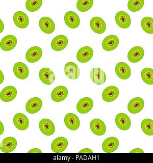 Cut of the Sweet, ripe, tasty and fragrant Kiwi. Seamless pattern. Vector Illustration Stock Vector