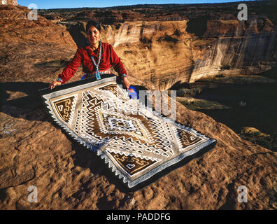 Navajo Rug Weaver Stock Photo