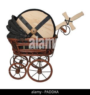 Bassinet with Shield and Sword - path included Stock Photo