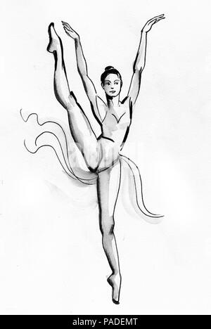 ORIGINAL The Red Tutu 2 - Ballet Dancer Drawing by Mark Braithwaite