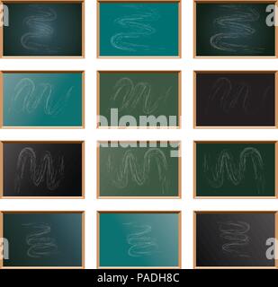 vector set of school blackboard empty icons, board frames for education design, classroom frame boards isolated on white background, eps10 Stock Vector