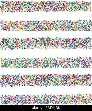 vector set of abstract backgrounds of colorful splinters, texture of random splinter's shapes and colors on white background Stock Vector