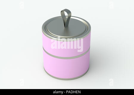 Blank closed pink short tube container packaging on white background. 3d illustration Stock Photo