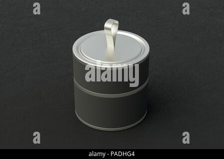 Blank closed black short tube container packaging on black background. 3d illustration Stock Photo