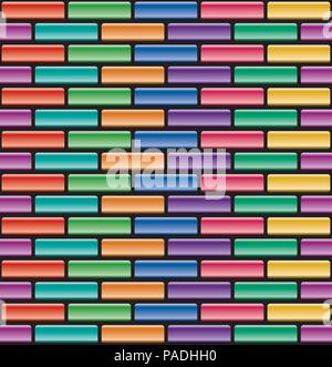 vector seamless pattern of colorful brick wall Stock Vector